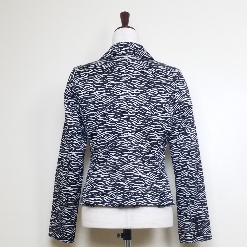 Sandro Zebra Stripe Blazer Peplum Back Sz M - Picture 2 of 5